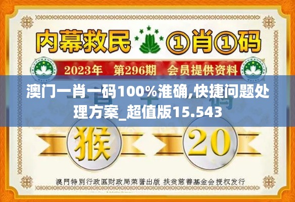 澳门一肖一码100%淮确,快捷问题处理方案_超值版15.543