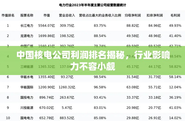 中国核电公司利润排名揭秘,行业影响力不容小觑