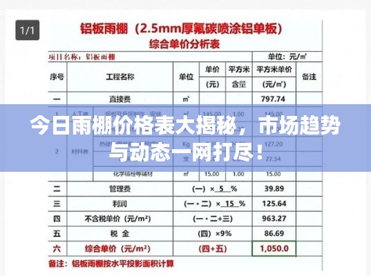 今日雨棚价格表大揭秘,市场趋势与动态一网打尽!